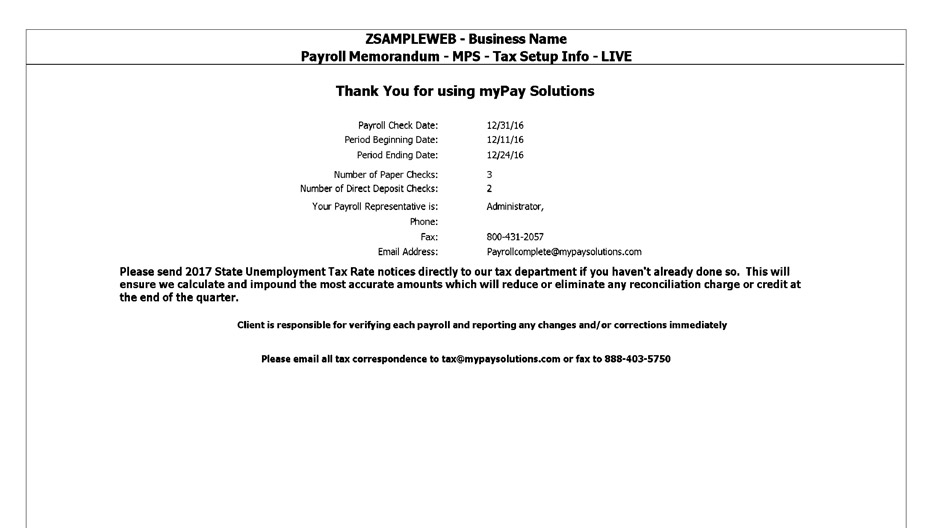 Payroll reports | myPay Solutions | Thomson Reuters